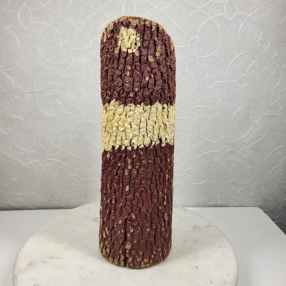 Vtg Folk Art Hand Painted Tree Bark Santa Claus 16” Rustic Christmas Cabin Decor - Picture 5 of 13